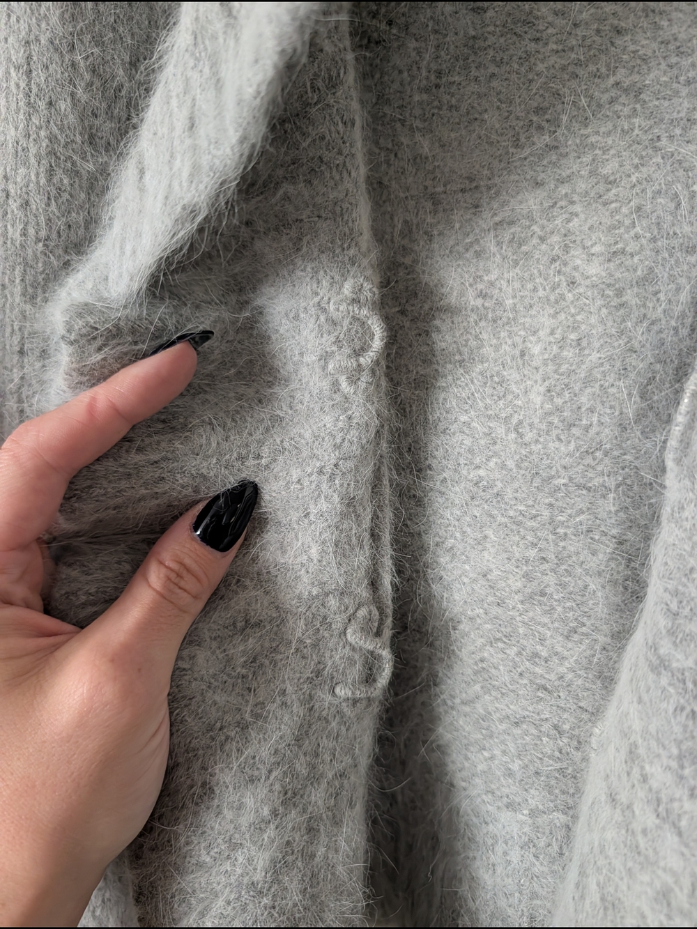 Alexandra Bartlett Light Gray Ruffled Open-Front Cardigan, Angora Blend - Picture 4 of 4